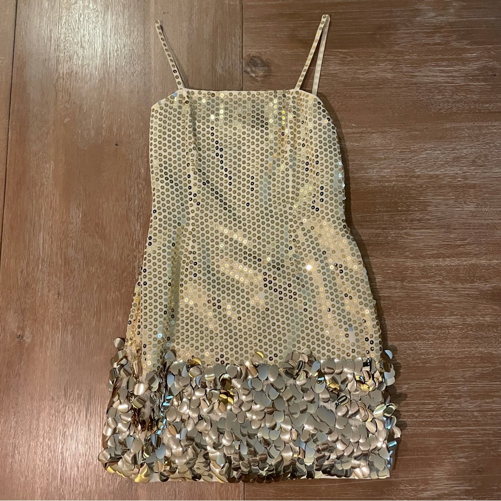 Jenny Packham for Bergdorf Goodman Gold Sequin Dress